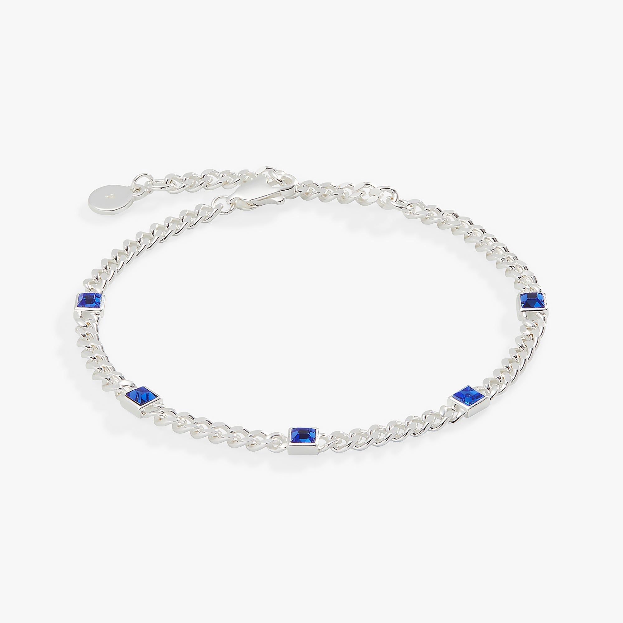 September Birthstone Sapphire Curb Chain Bracelet