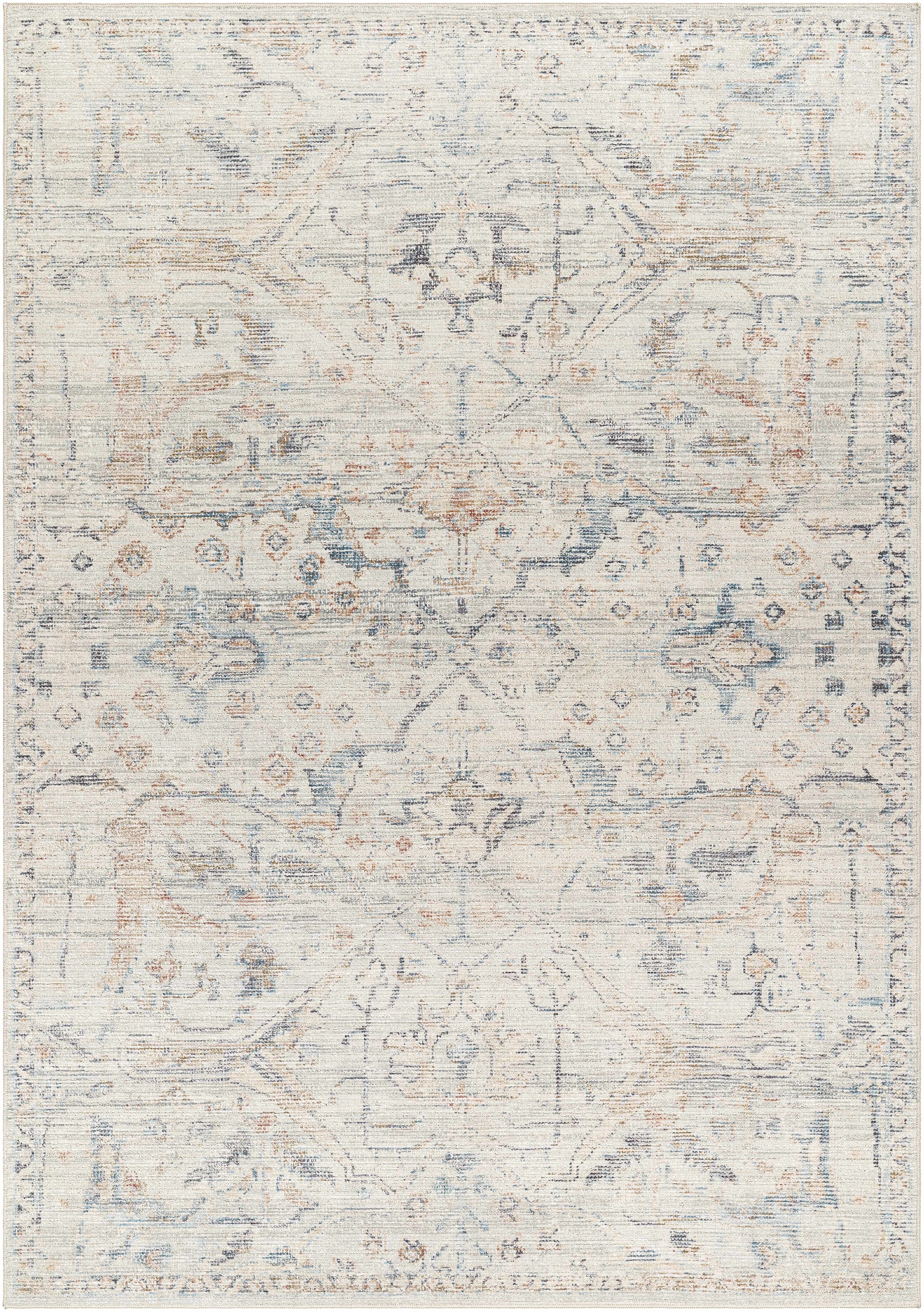 Marlene Damask Off White & Blue Area Rug - Becki Owens X Livabliss