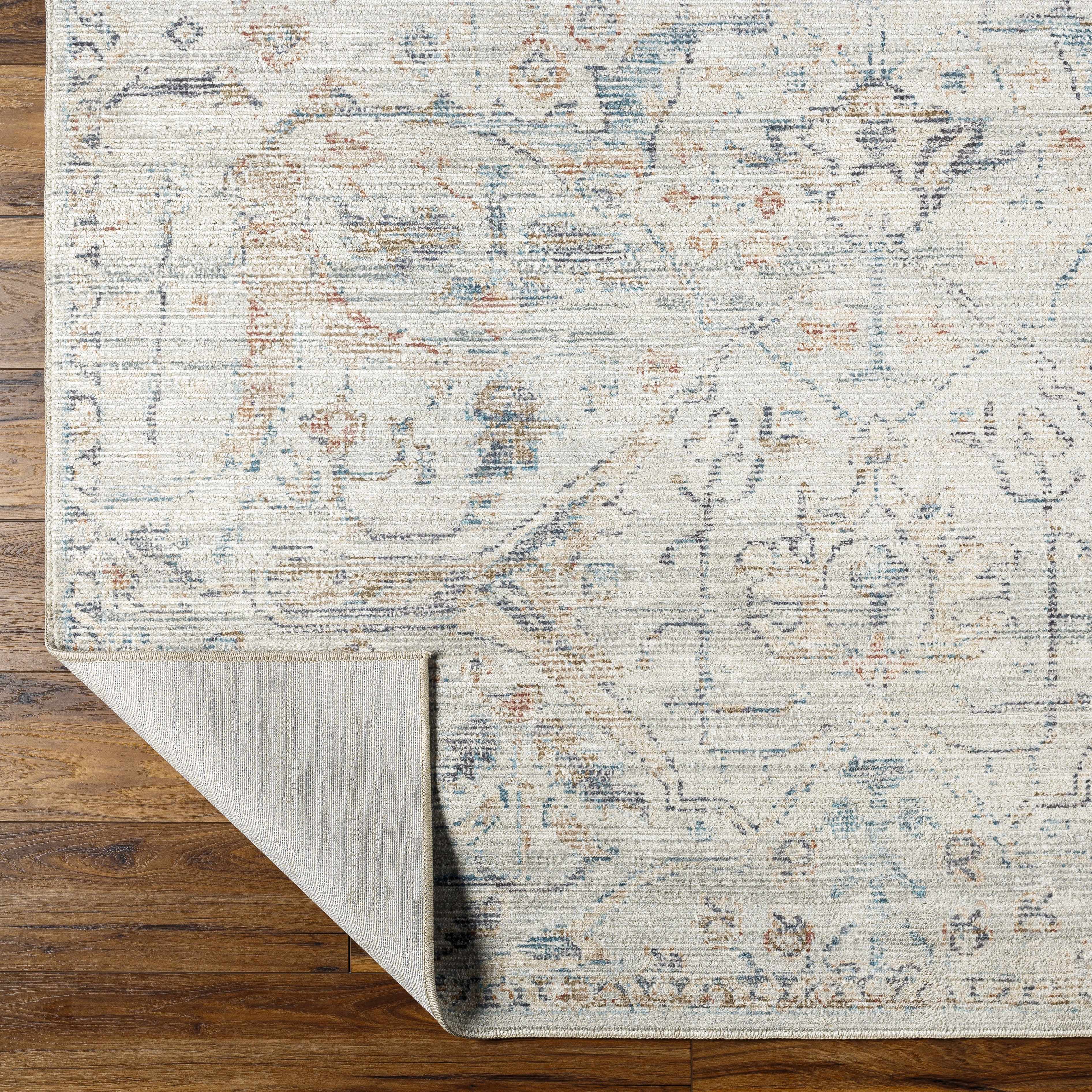 Marlene Damask Off White & Blue Area Rug - Becki Owens X Livabliss