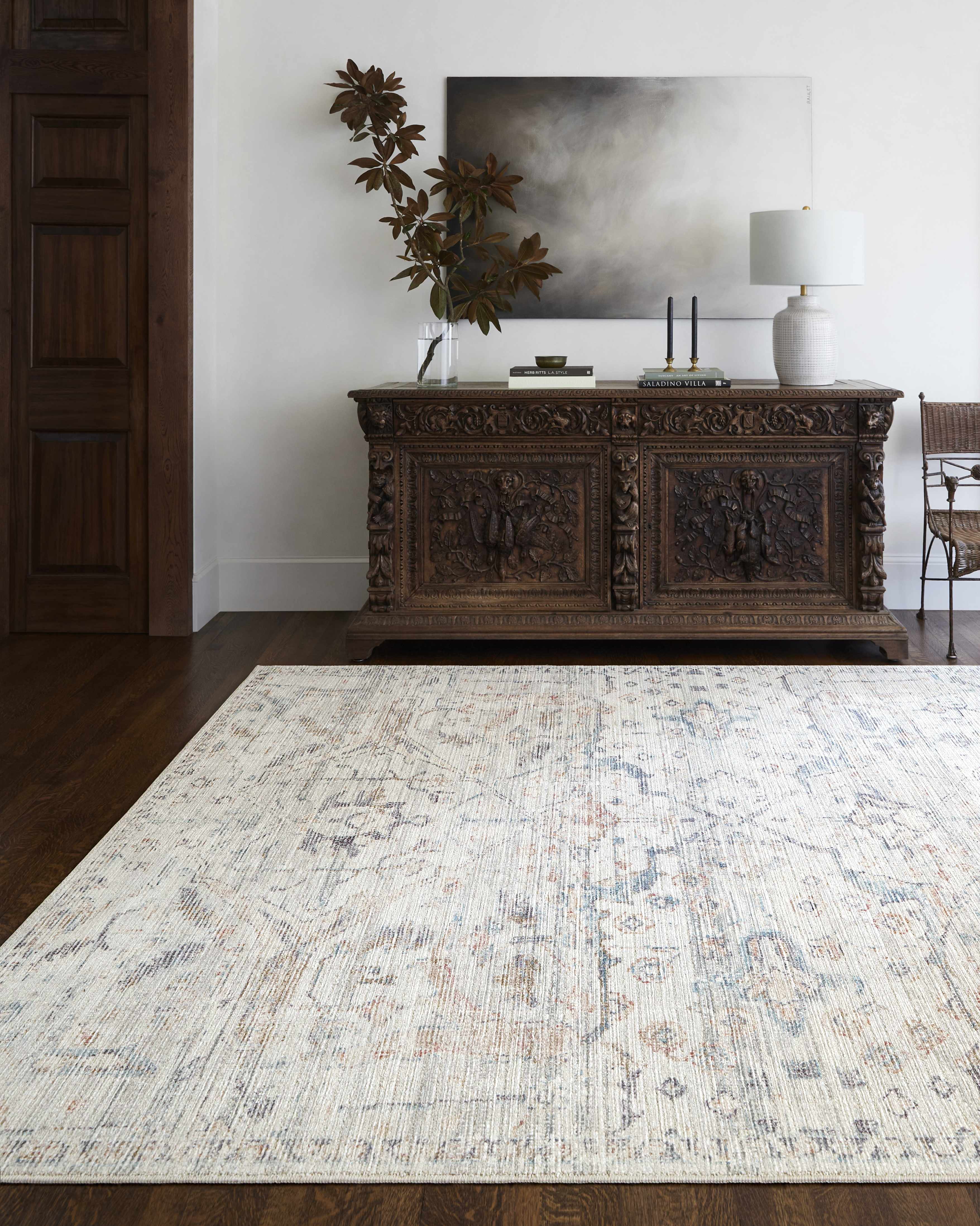Marlene Damask Off White & Blue Area Rug - Becki Owens X Livabliss