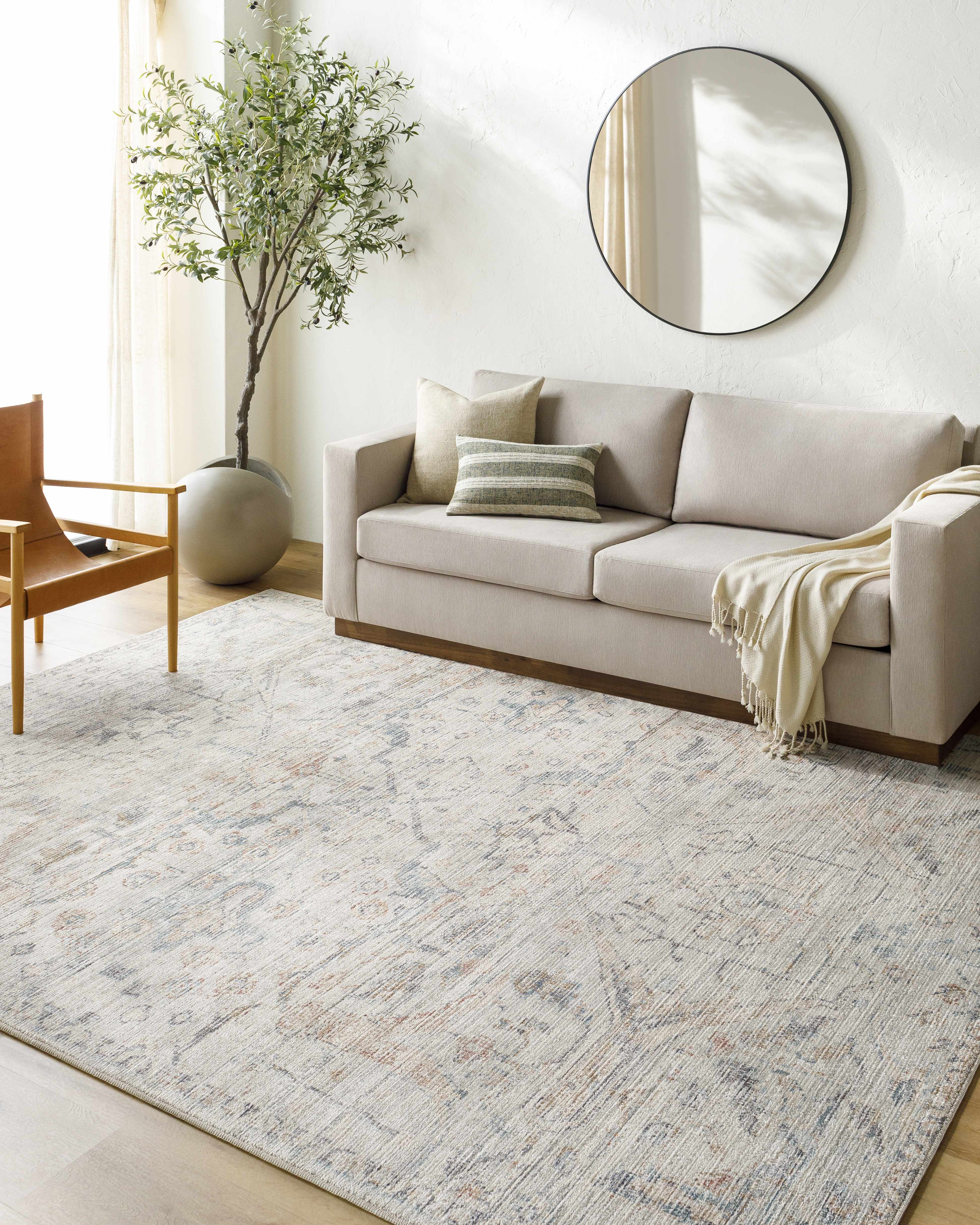 Marlene Damask Off White & Blue Area Rug - Becki Owens X Livabliss