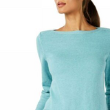 Karen Scott Women's Cotton Boat-Neck Sweater Blue Size X-Large