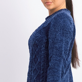Karen Scott Women's Cable Knit Chenille Sweater Blue Size 1X