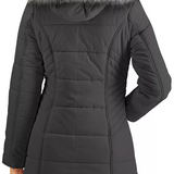 Maralyn & Me Juniors' Hooded Faux-Fur-Trim Puffer Coat Gray Size Small
