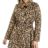 Madden Girl Juniors' Drama Animal Print Coat with Skirt Brown Size Medium