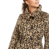 Madden Girl Juniors' Drama Animal Print Coat with Skirt Brown Size Medium