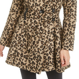 Madden Girl Juniors' Drama Animal Print Coat with Skirt Brown Size Medium