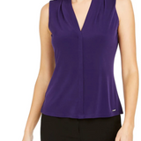 Calvin Klein Women's V Neck Sleeveless Top Purple Size Extra Large