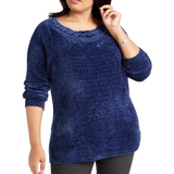 Karen Scott Women's Boat Neck Chenille Sweater Blue Size 1X