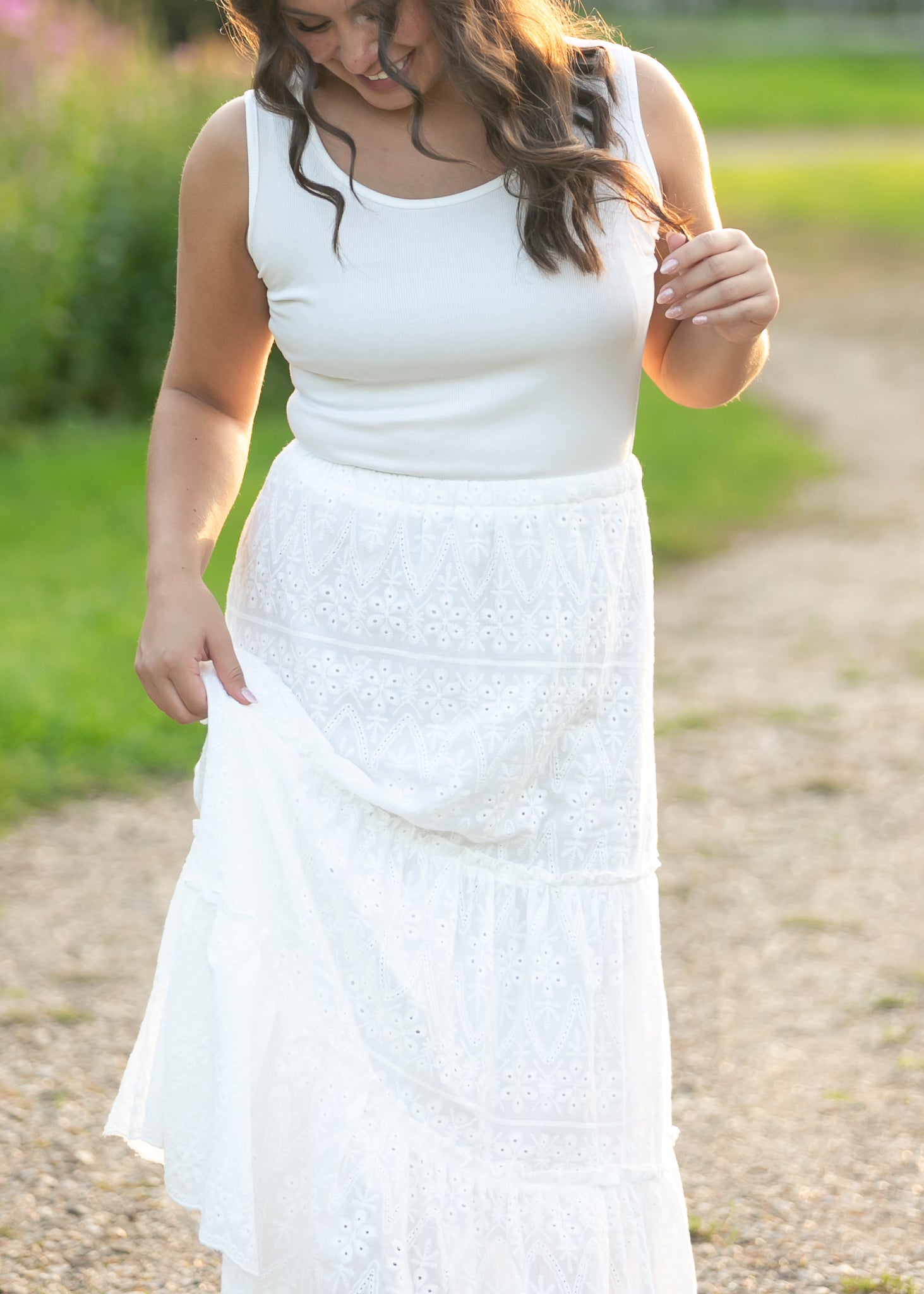 Serena White Eyelet Sleeveless Maxi Dress