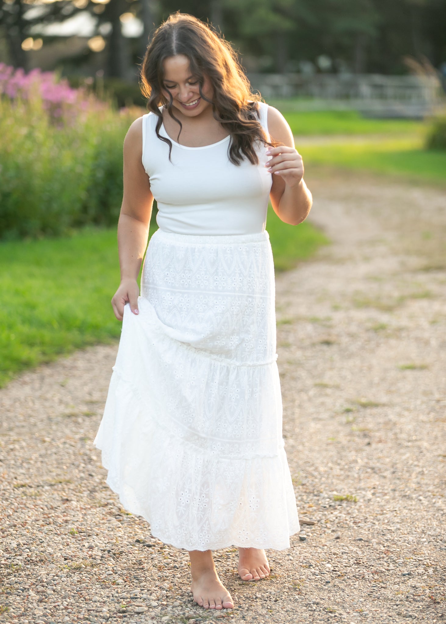 Serena White Eyelet Sleeveless Maxi Dress