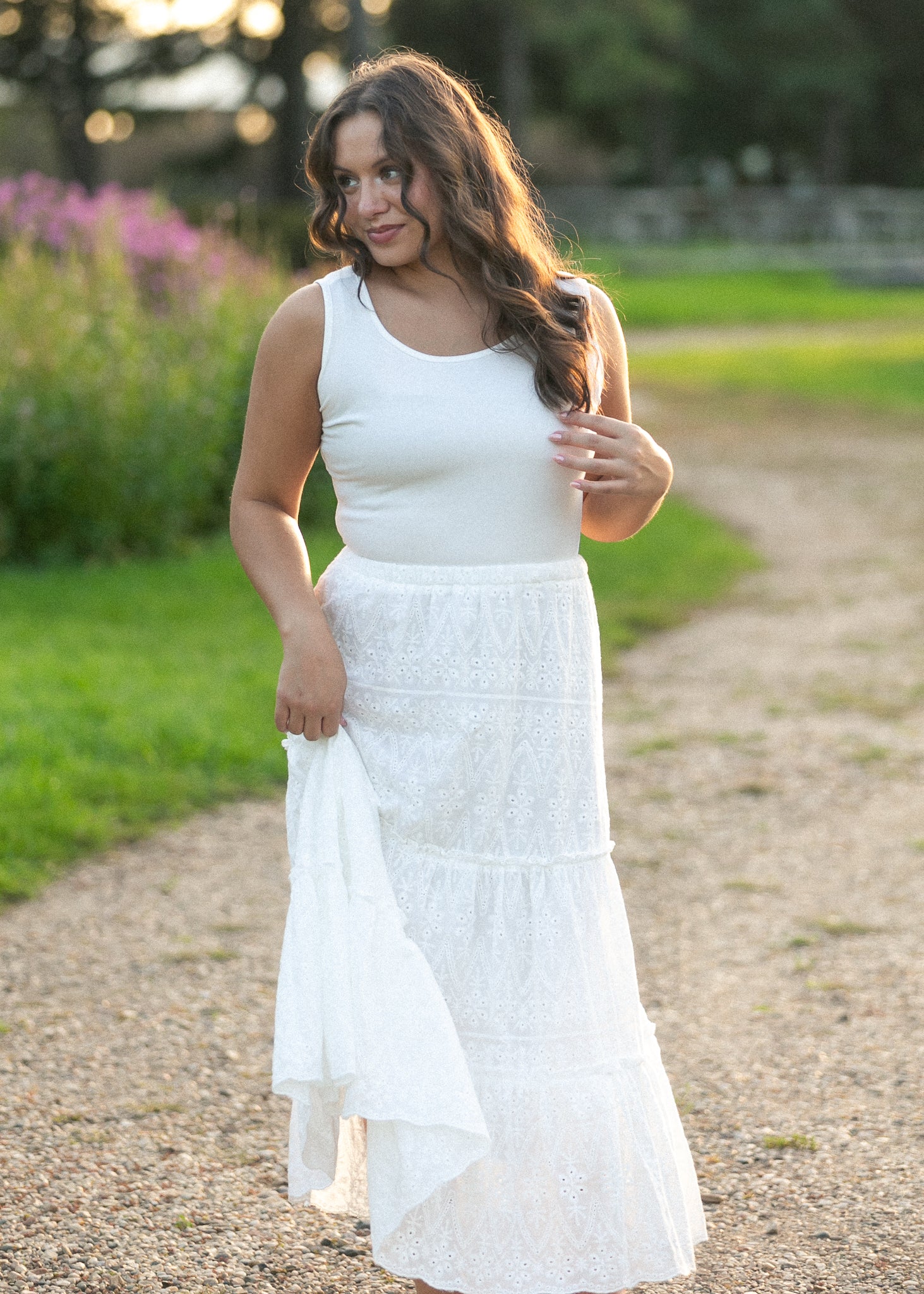 Serena White Eyelet Sleeveless Maxi Dress