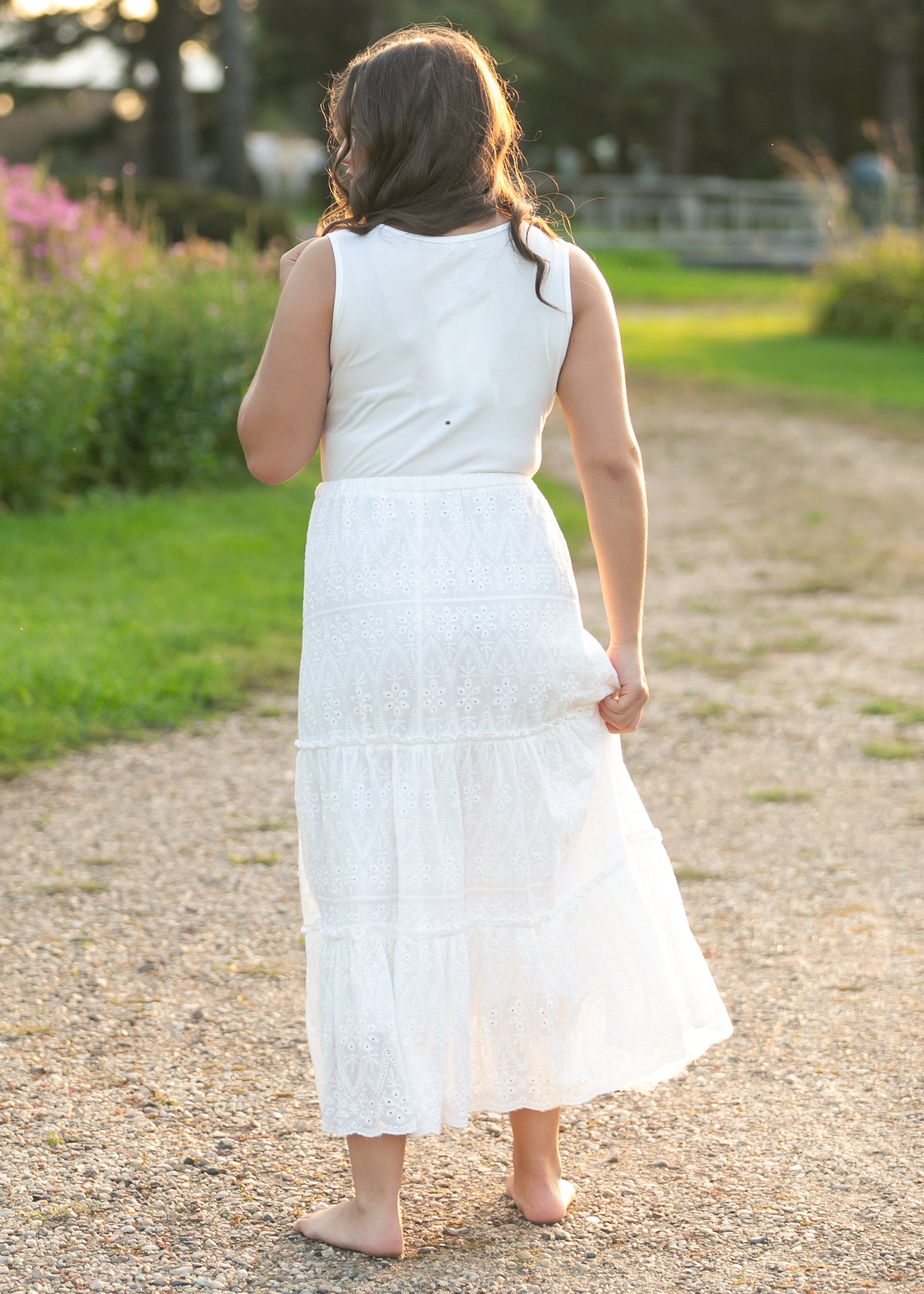 Serena White Eyelet Sleeveless Maxi Dress