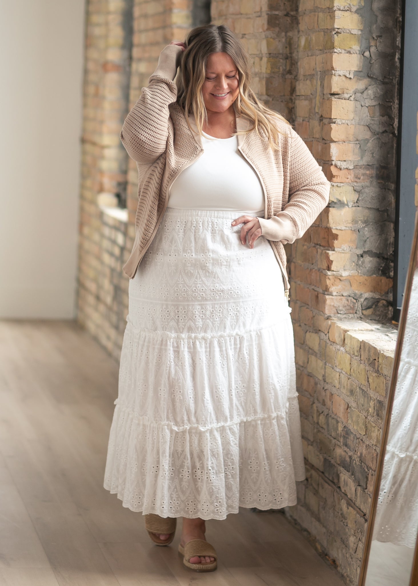 Serena White Eyelet Sleeveless Maxi Dress