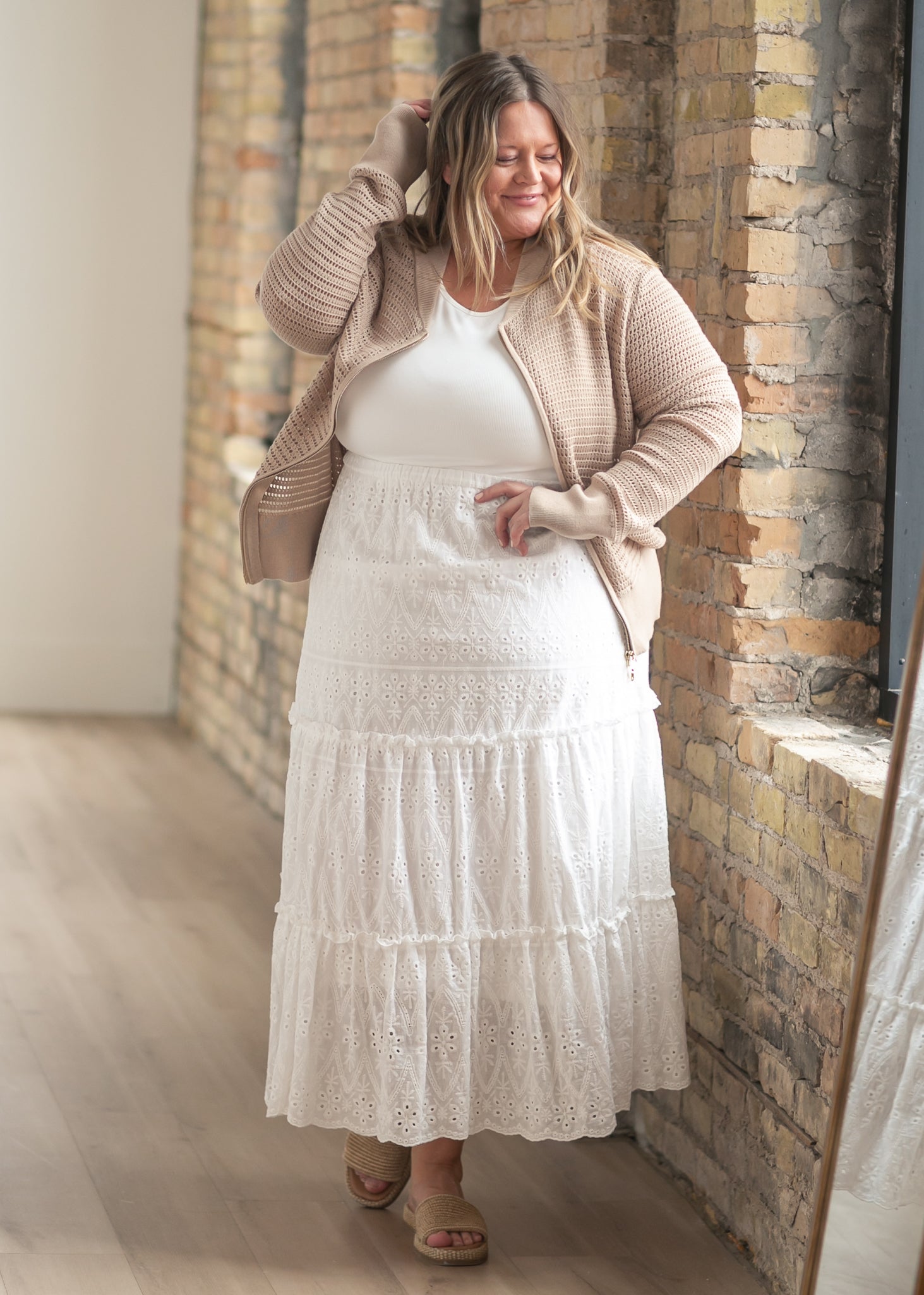 Serena White Eyelet Sleeveless Maxi Dress