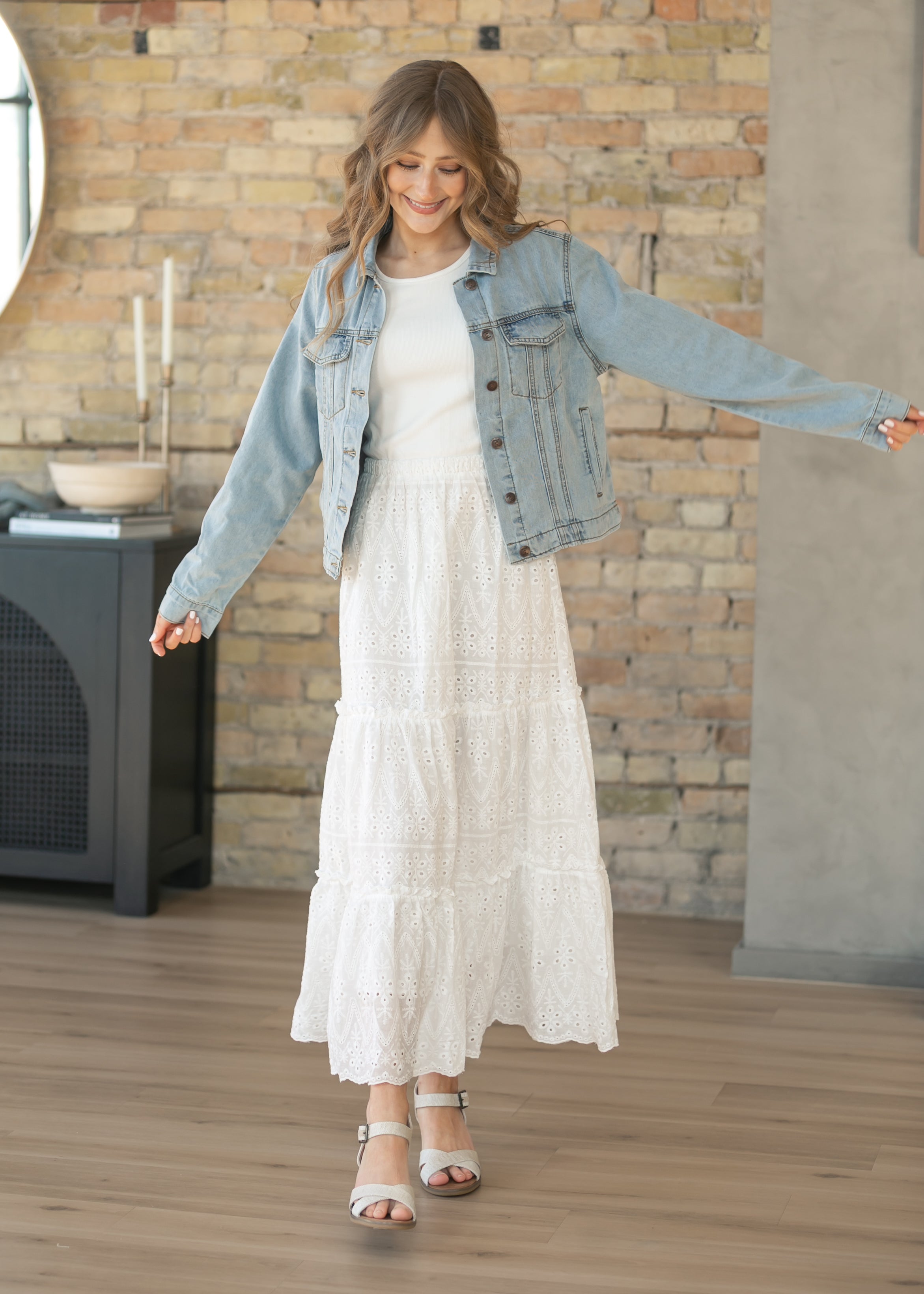 Serena White Eyelet Sleeveless Maxi Dress