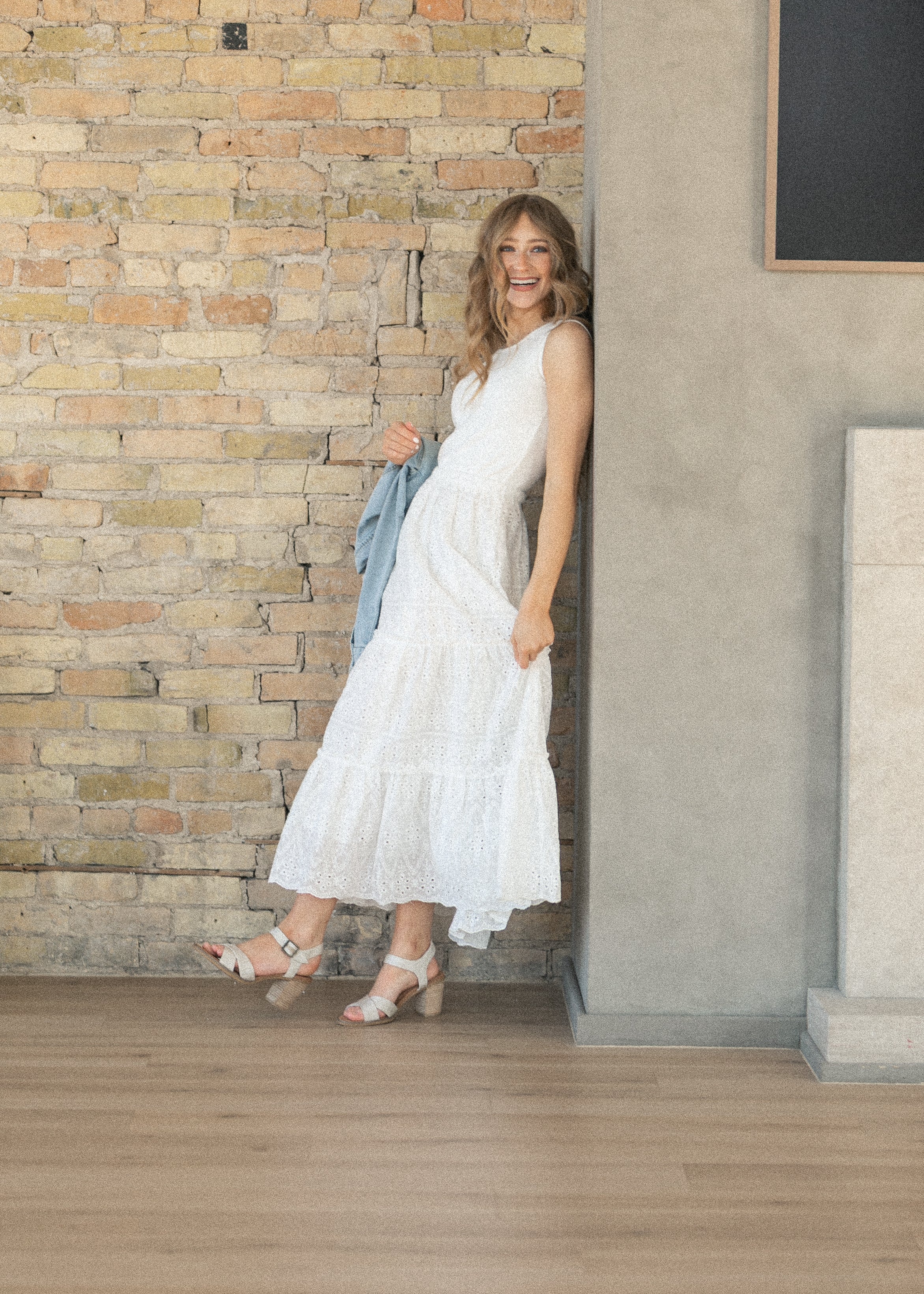 Serena White Eyelet Sleeveless Maxi Dress