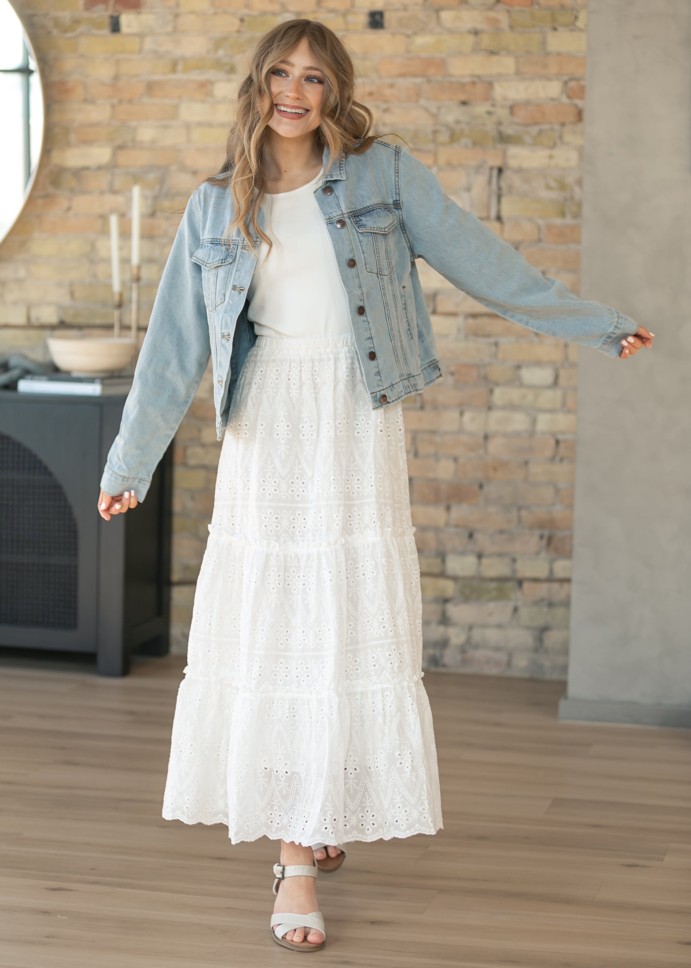 Serena White Eyelet Sleeveless Maxi Dress