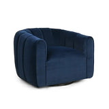 Serenizia Upholstered Velvet Swivel Chair with Channel Tufted