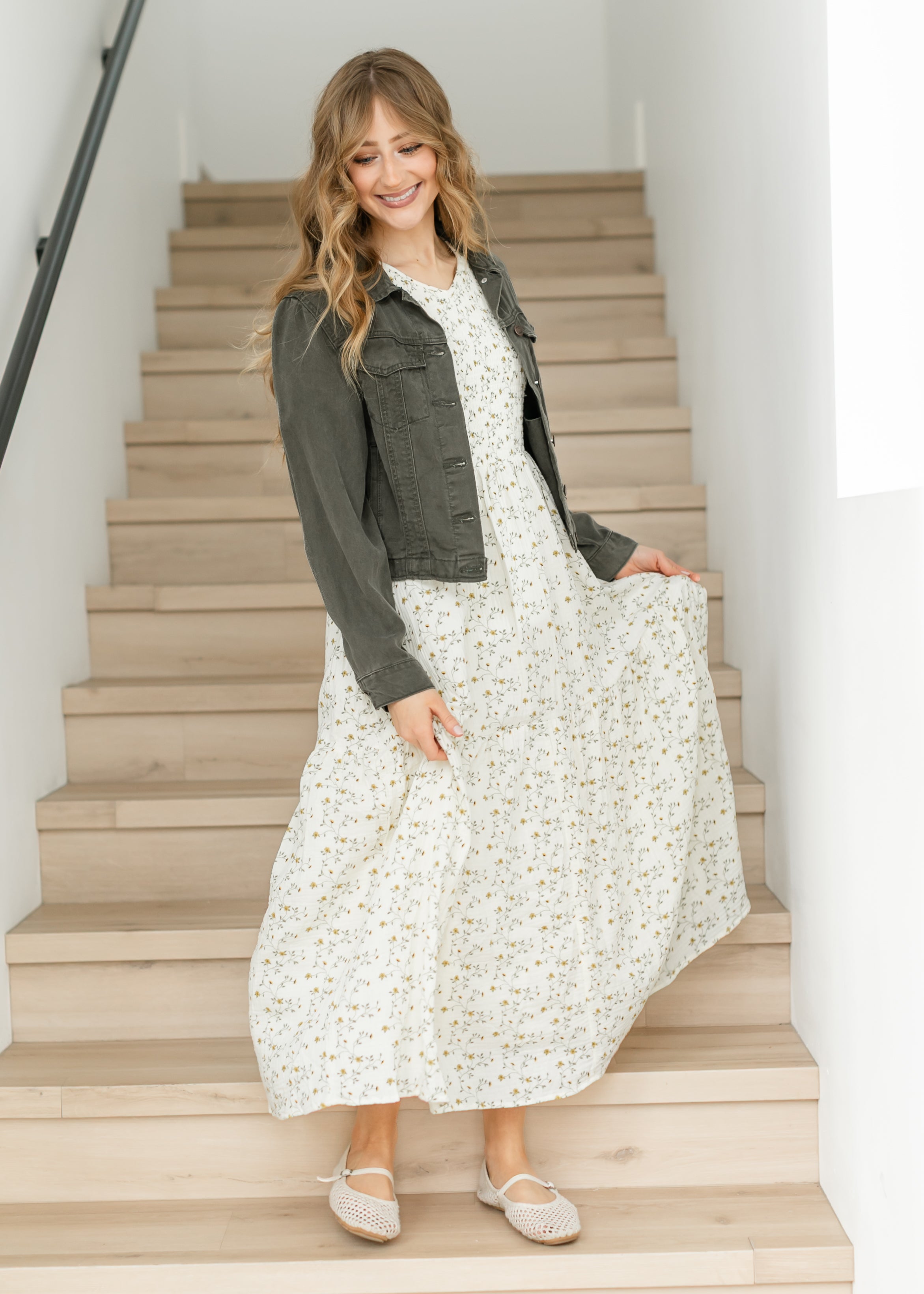 Shea Olive Lightweight Denim Jacket