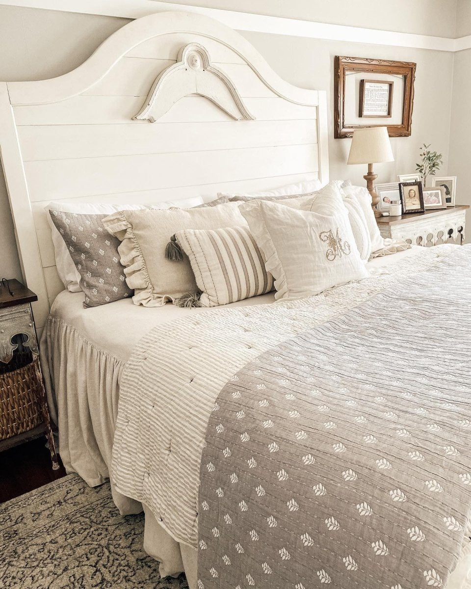 Hygge Kantha Pick Stitch Yarn Dyed Cotton Jacquard Quilt/coverlet Set
