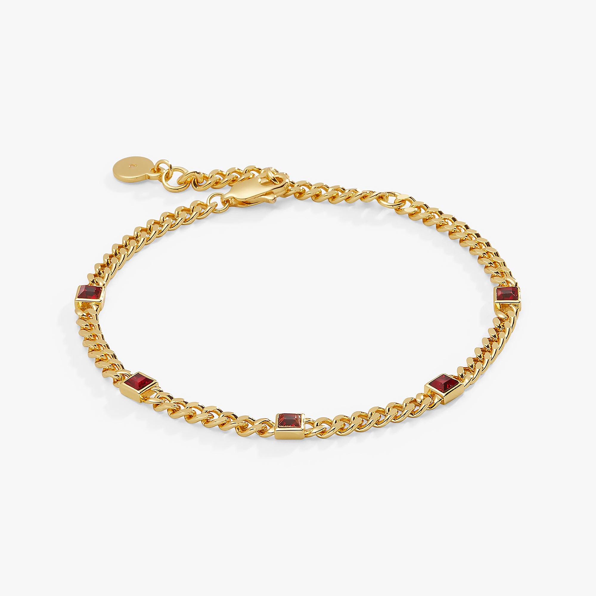 January Birthstone Scarlet Curb Chain Bracelet