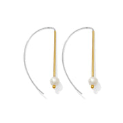 Two-Tone Freshwater Pearl Hook Earrings