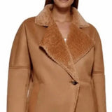 Calvin Klein Women's Faux Shearling Coat Brown Size Medium