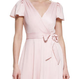 DKNY Women's Crepe Back Satin Flutter Sleeve Dress Pink Size 10