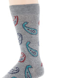 Perry Ellis Men's Tossed Paisley Crew Sock Gray Size Regular