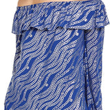 Michael Kors Women's Plus Size Printed Ruffled Off-The-Shoulder Top Blue Size 0X