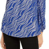 Michael Kors Women's Plus Size Printed Ruffled Off-The-Shoulder Top Blue Size 0X