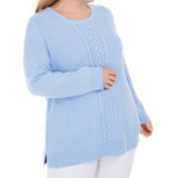 Karen Scott Women's Womens Plus Ribbed Knit Marled Crewneck Sweater Blue Size 1X
