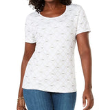 Karen Scott Women's Printed T-Shirt White Size Large