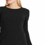 Ralph Lauren Women's Shimmering Long Sleeve Jewel Neck Knee Length Body Con Evening Dress Black Size 4