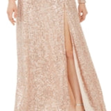 Emerald Sundae Junior's Sequined Slit Maxi Gown Pink Size Medium