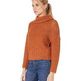 Free People Women's Long Sleeve Turtle Neck Sweater Brown Size Medium