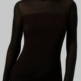 INC International Concepts Women's Mock Turtleneck Mesh Inset Fitted Top Black Size Large