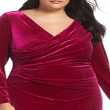 Vince Camuto Women's Plus Velvet Ruched Bodycon Dress Red Size 22W