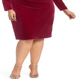 Vince Camuto Women's Plus Velvet Ruched Bodycon Dress Red Size 22W