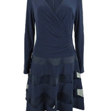 Lauren Ralph Lauren Women's Tulle-Trim Jersey Dress Navy  Size 2