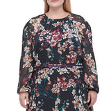 Tommy Hilfiger Women's Long Sleeve MIDI Dress Black Size 22W