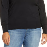 Michael Kors Women's Plus Side Snap Crewneck Sweater Black Size 1X