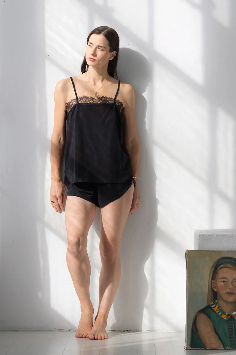 Sofia Brushed Pima Cotton Lace Camisole & Shorts Set