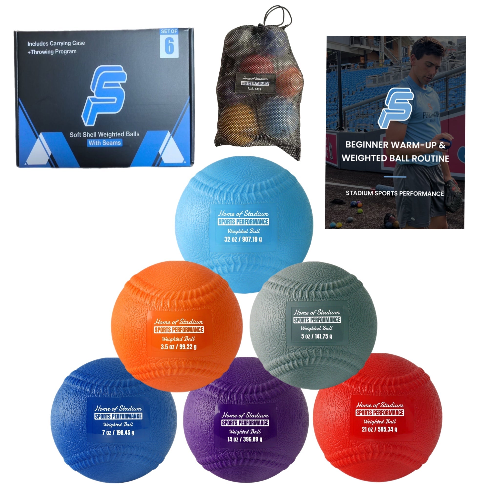 Soft Shell Weighted Balls With Seams (Set of 6)