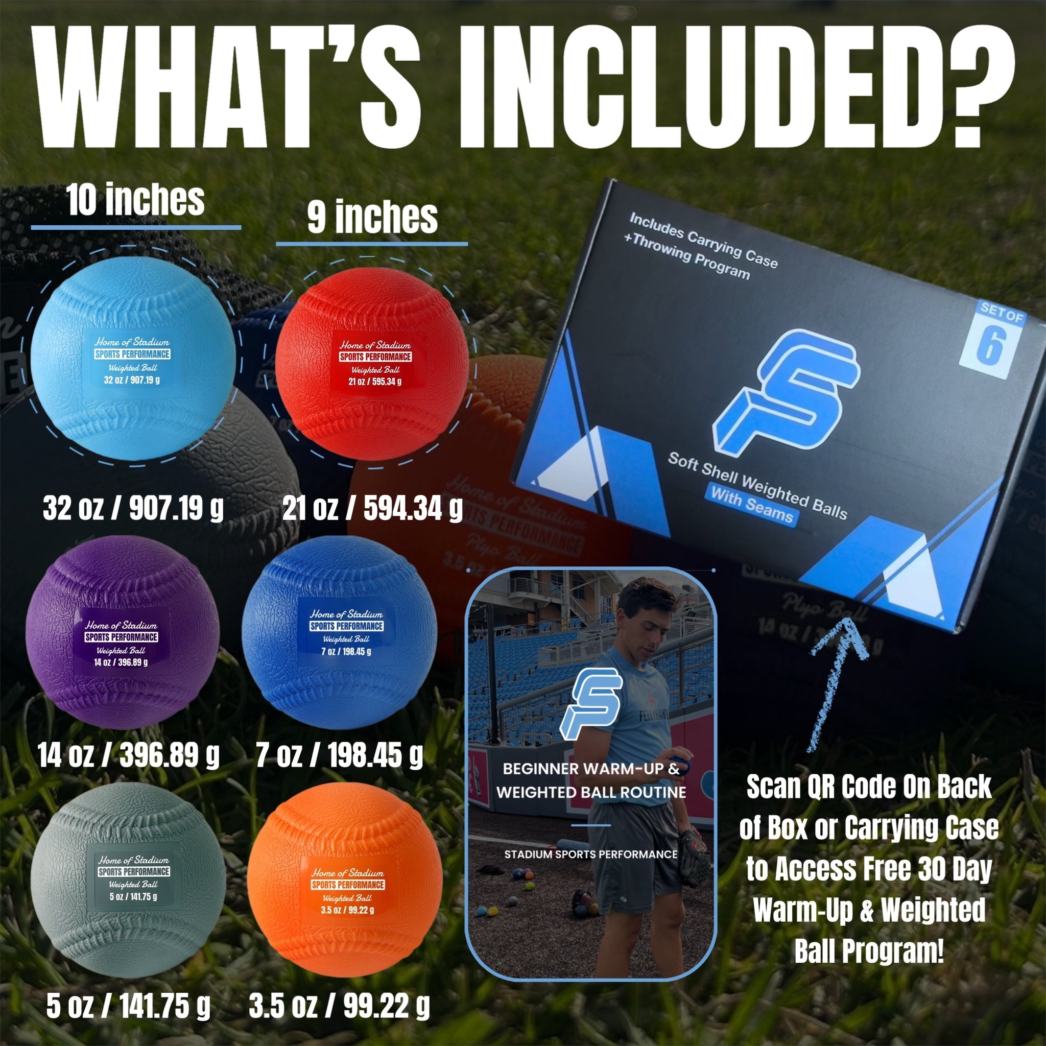 Soft Shell Weighted Balls With Seams (Set of 6)