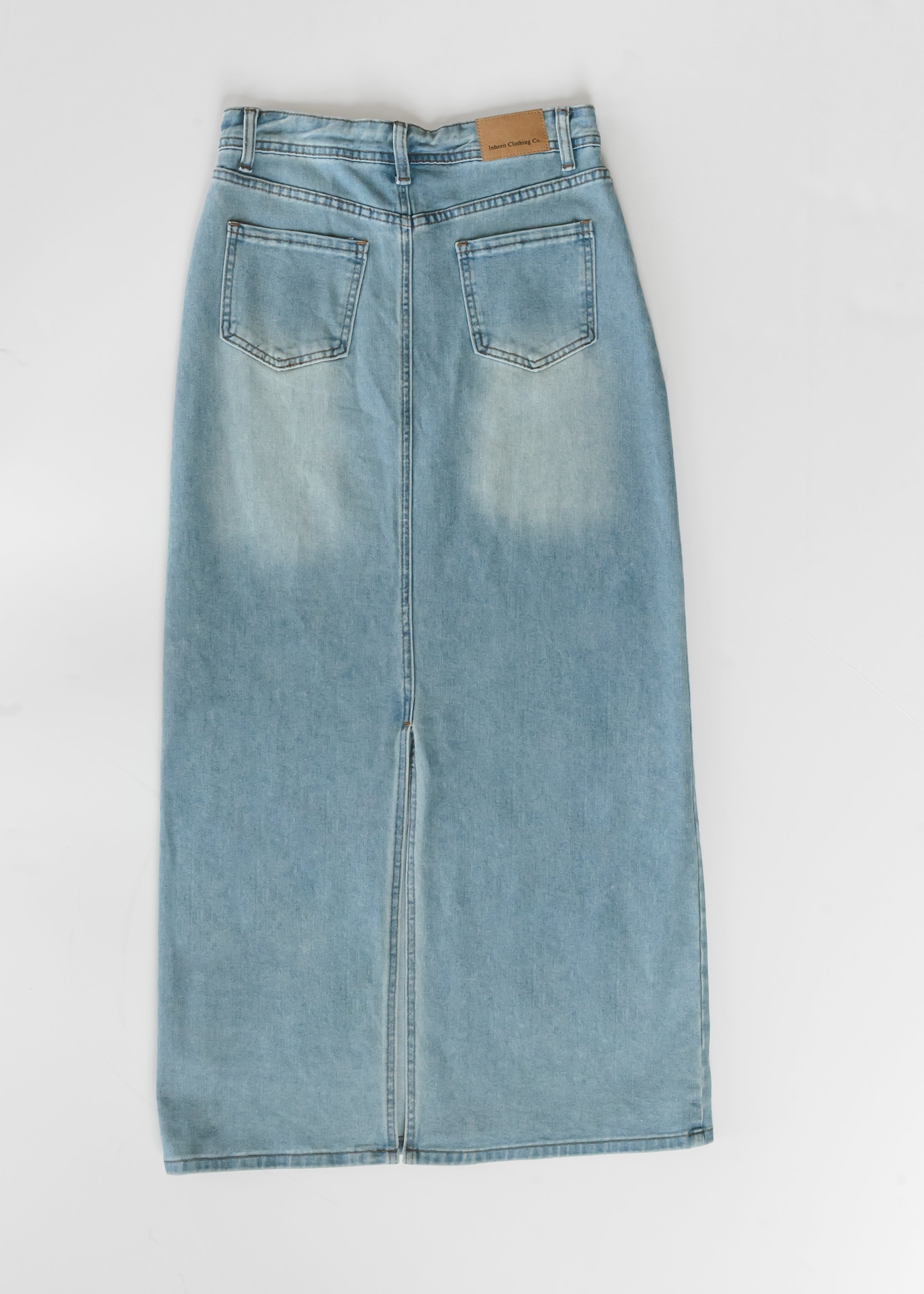Stella Light Wash Maxi Denim Skirt | Includes Plus Size