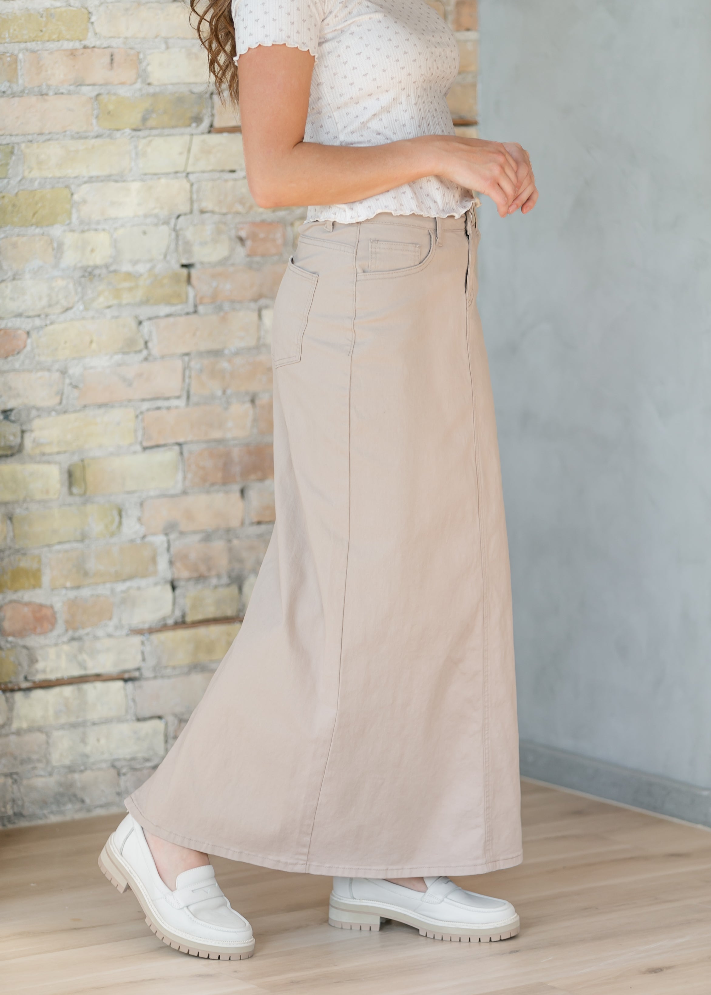 Stella Simply Taupe Denim Maxi Skirt