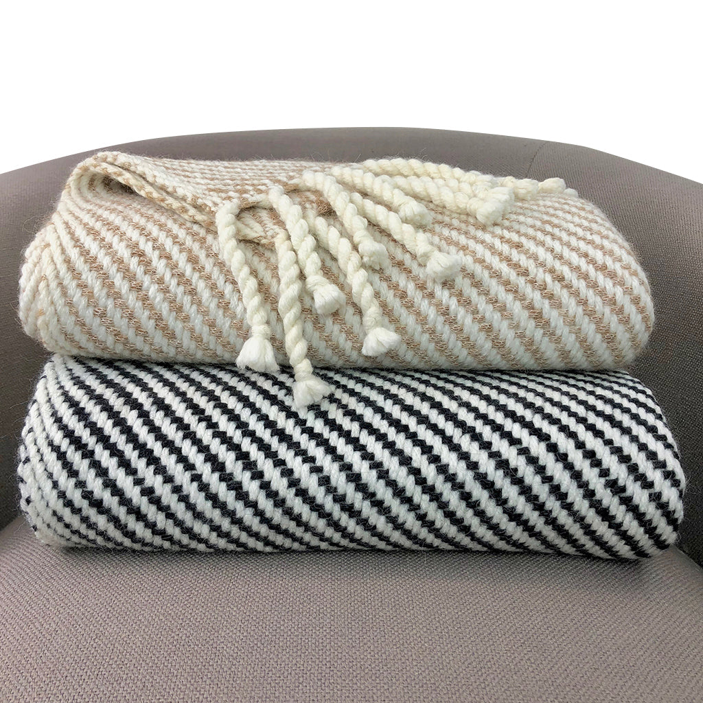 Chunky Black Stripe Alpaca Throw