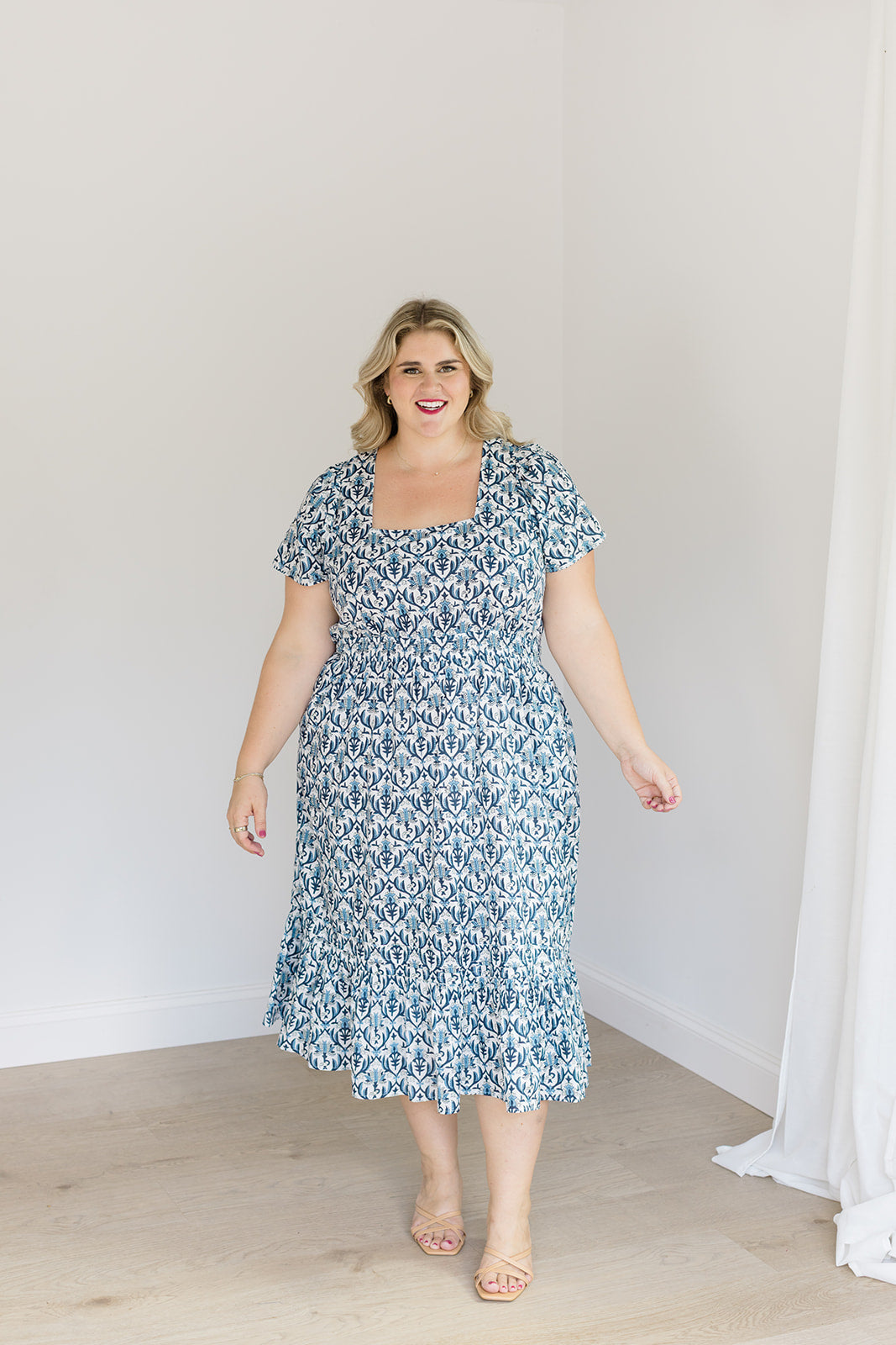 The Allison Dress In Navy Trellis | Includes Plus Size